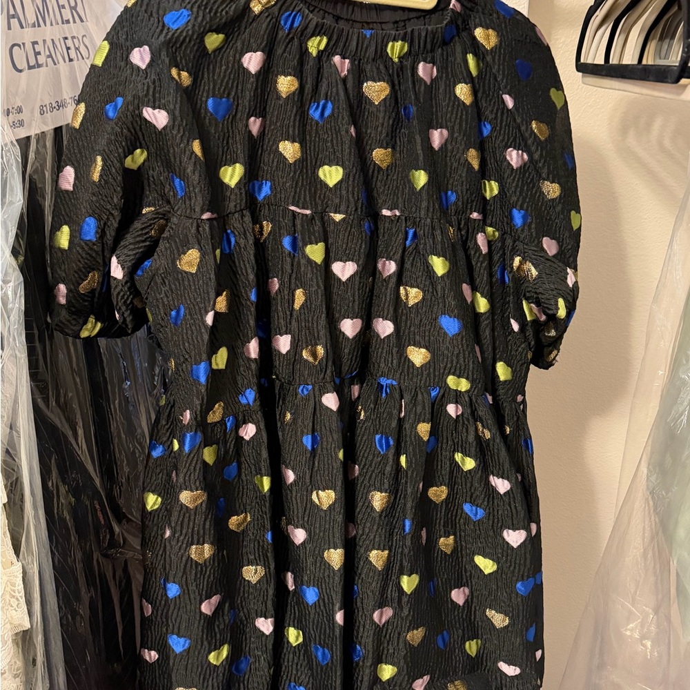 Sister Jane Black Mini Dress with Heart Motif